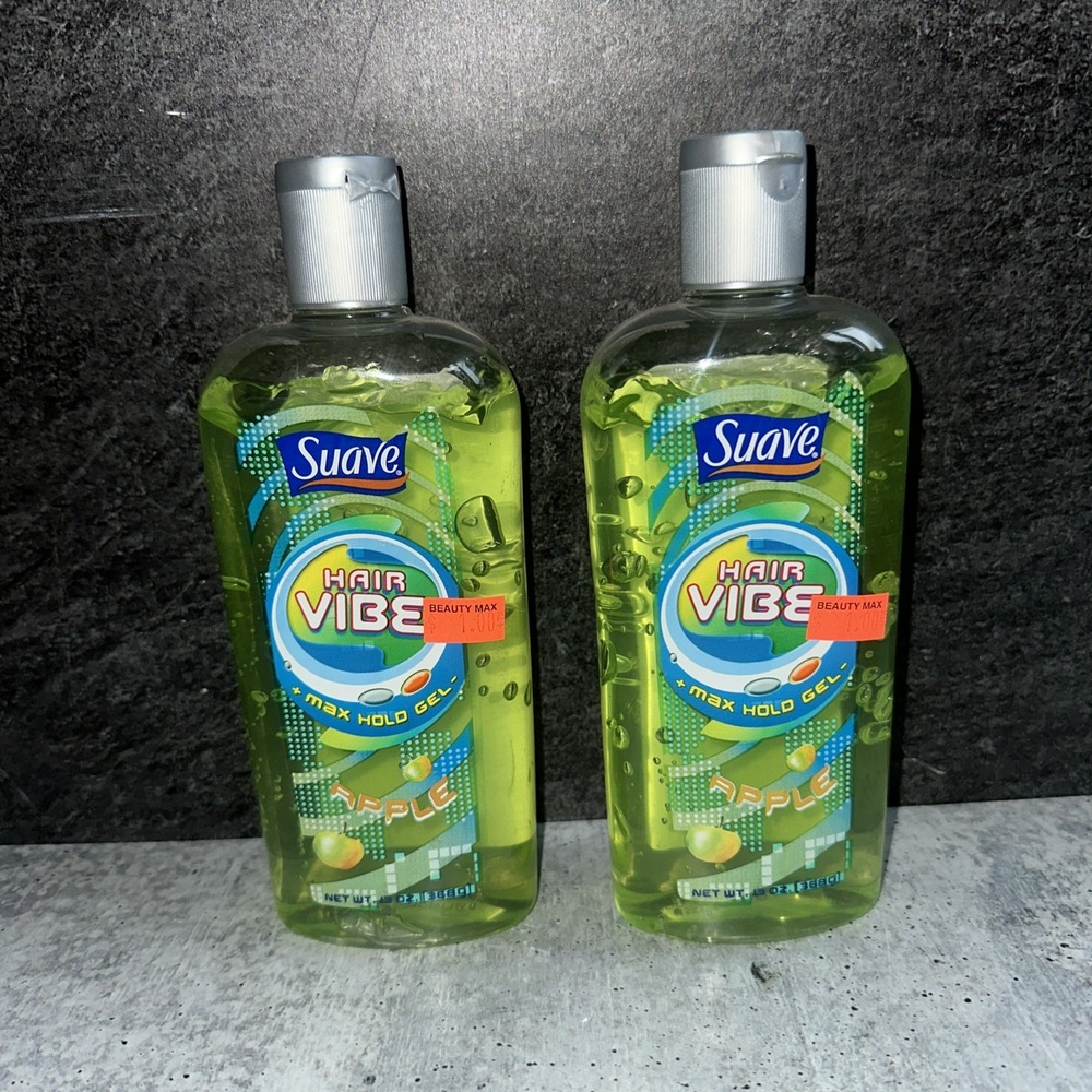 2 Lot Vintage Suave Vibe Max Hold Hair Gel Apple 13oz